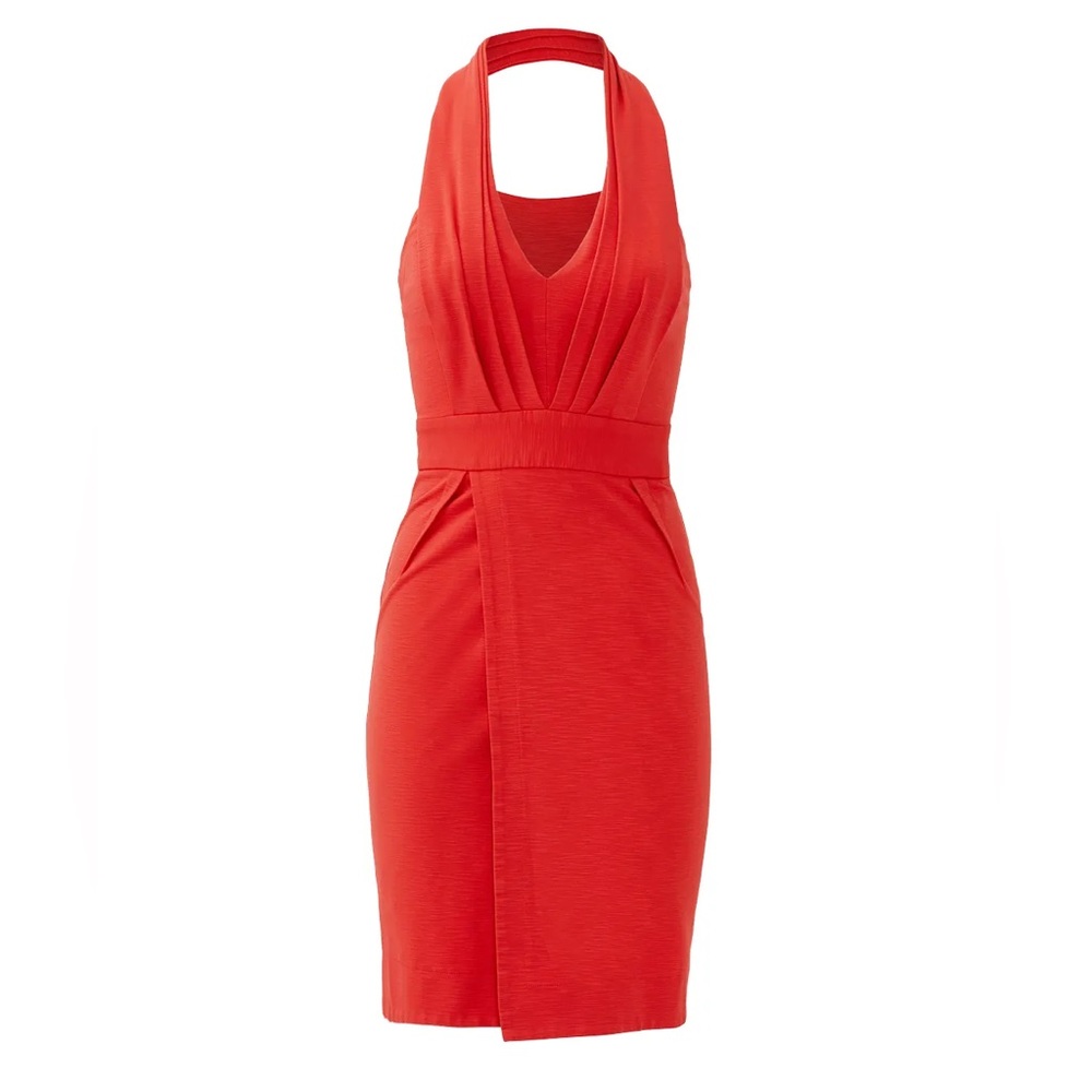 Yigal Azrouël Coral Red Halter Bodycon Dress – Designer